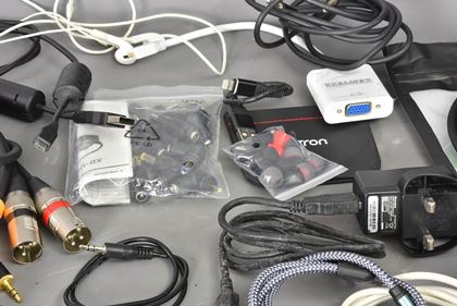 various-Huge lot of cables, earphones, psus